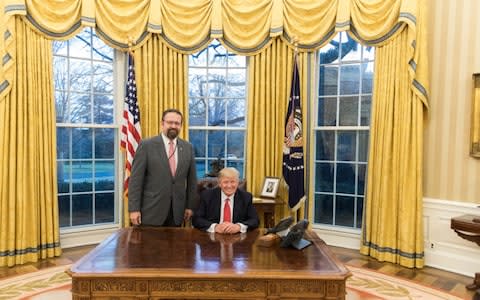 Gorka (left) with President Trump in the Oval Office - Credit: OFFICIAL WHITE HOUSE PHOTO/SHEALAH CRAIGHEAD