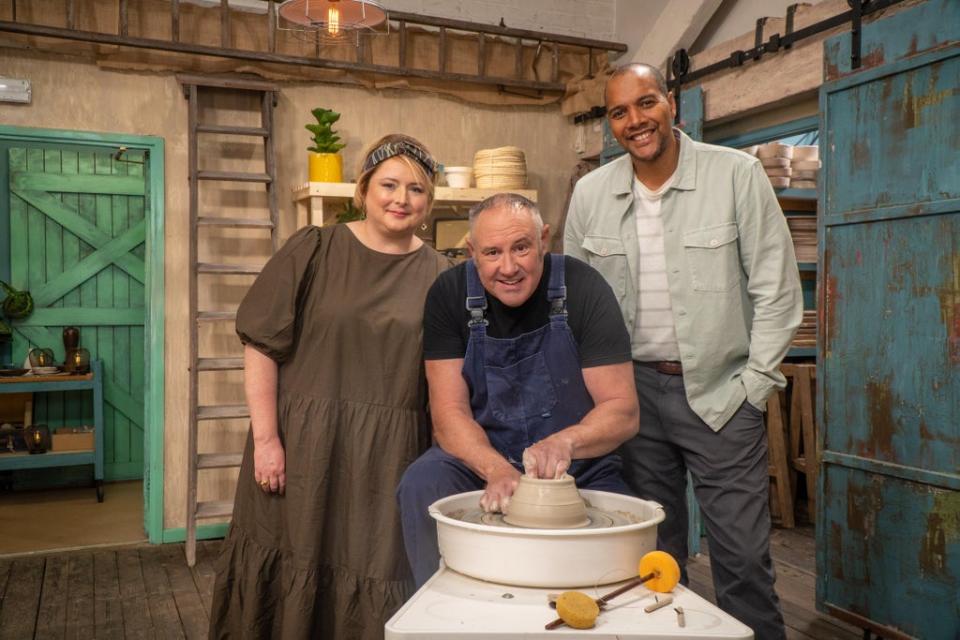 McSweeney with The Great Pottery Throw Down’s Keith Brymer-Jones and Rich Miller (Channel 4)