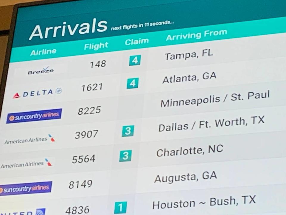 The first Breeze Airways nonstop flight from Tampa to Gulfport was the first to arrive at the Gulfport-Biloxi International Airport Jan. 12. The plane went on to fly a non-top flight to Las Vegas. Mary Perez/Sun Herald