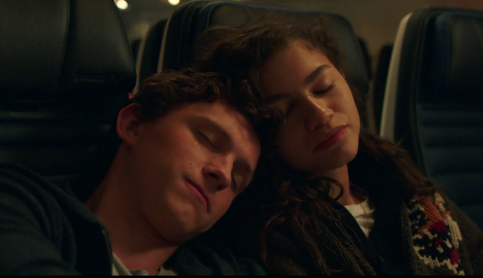 Peter Parker (Tom Holland) and MJ (Zendaya) catch a nap in a deleted scene from 'Spider-Man: Far From Home' (Sony)