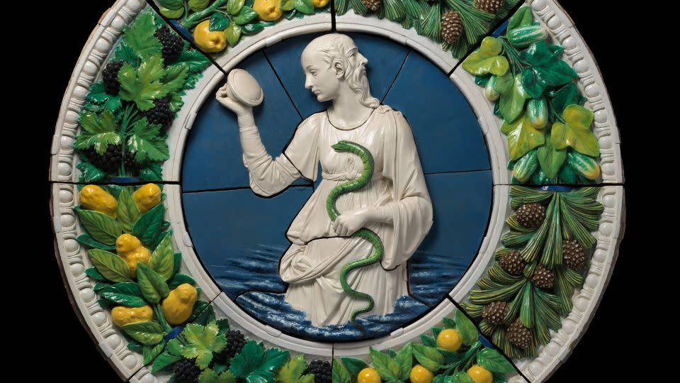 "Prudence" by Andrea della Robbia (circa 1475) depicts a two-headed, balding figure. - Coscia Joseph/The Metropolitan Museum of Art