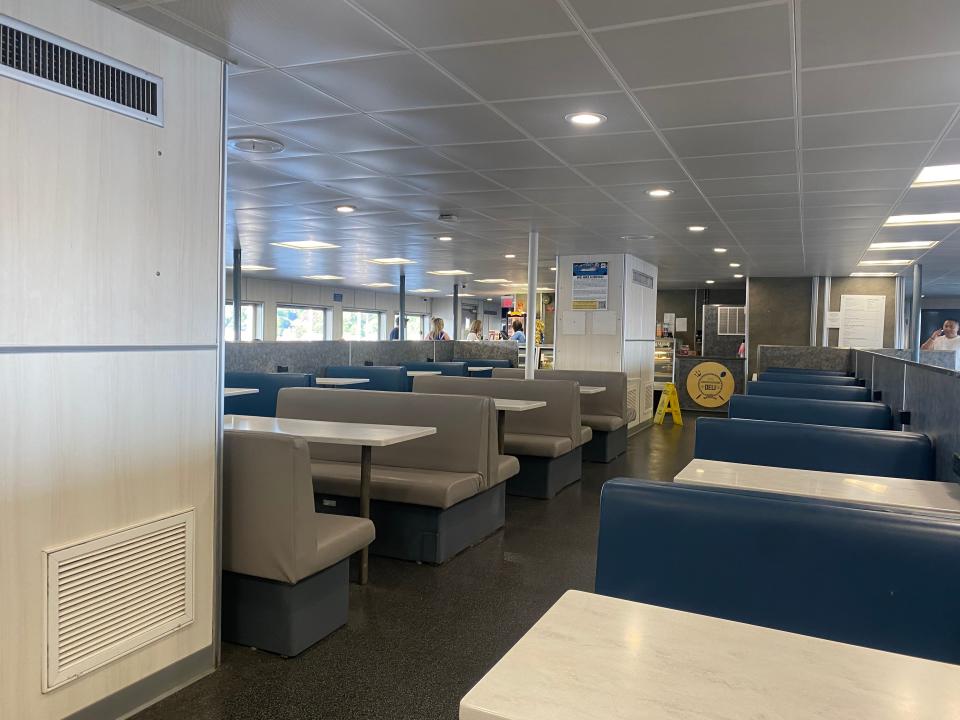 empty dining area in a cafe on a ferry