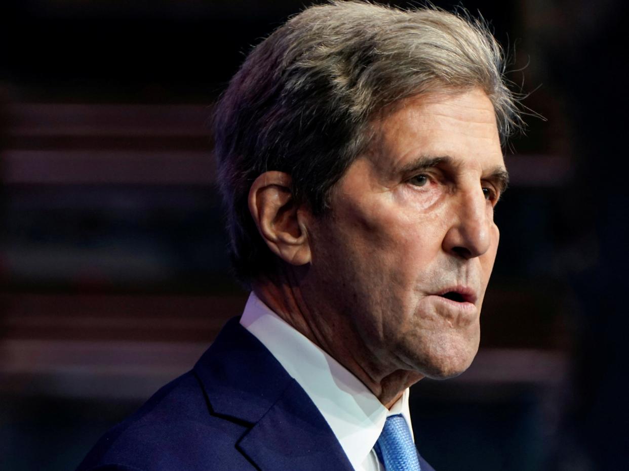 President Biden’s international climate envoy John Kerry called on the world to get serious about the climate crisis at the virtual World Economic Forum on Wednesday (REUTERS)