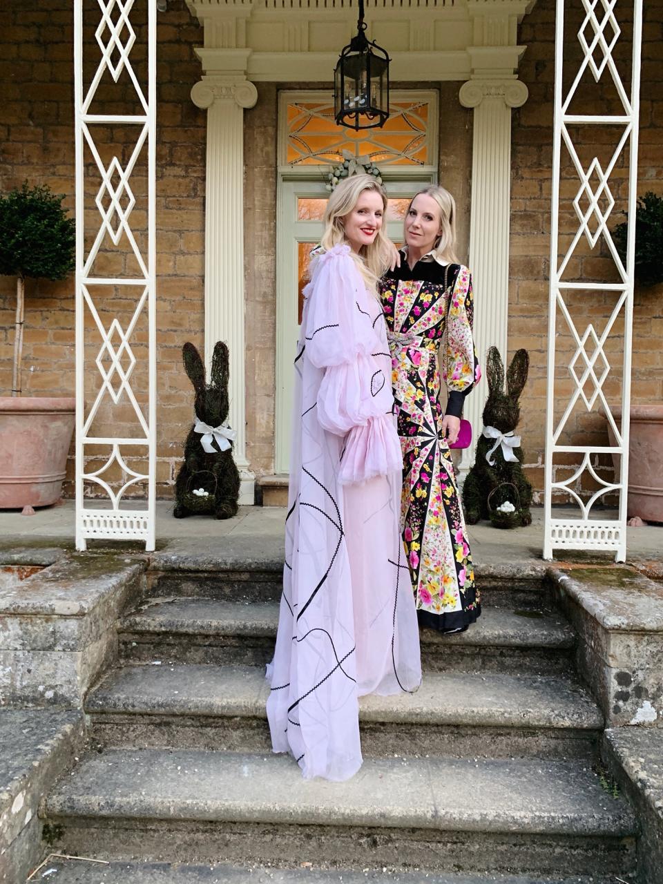 Ball dresses and bunnies: Candice in Roksanda and me in floral Gucci.