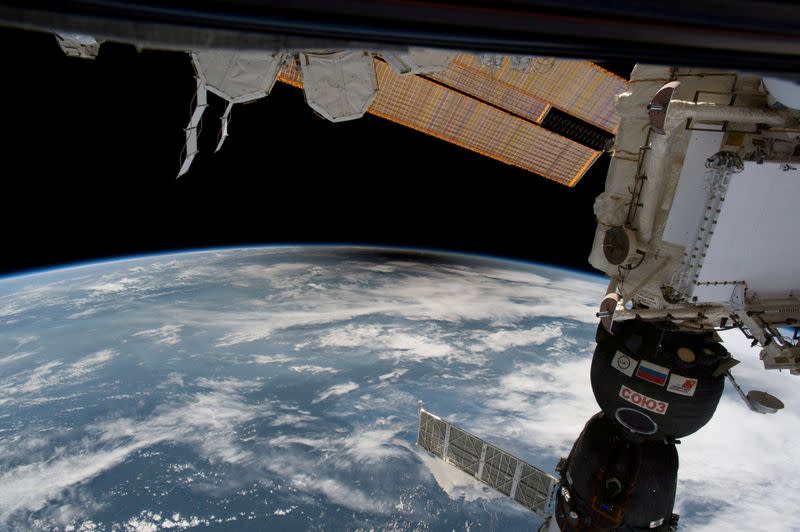 FILE PHOTO: The moon's shadow over the United States from space is seen from the International Space Station from outer space