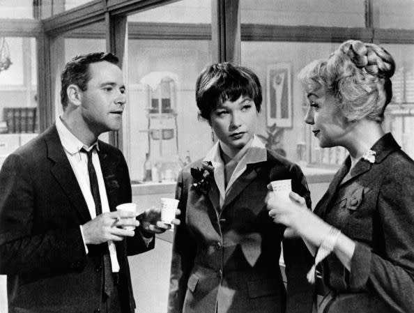 <p>Set at Christmas and New Year's, <em>The Apartment</em> is a movie that covers all the feelings of the holiday season: loneliness as well as hope and joy. CC Baxter (Jack Lemmon) and Fran Kubelik (Shirley MacLaine) are two beaten-down characters who find solace in each other.</p><p><a class="link " href="https://www.amazon.com/Apartment-Jack-Lemmon/dp/B0097HBPPQ/?tag=syn-yahoo-20&ascsubtag=%5Bartid%7C10067.g.42145426%5Bsrc%7Cyahoo-us" rel="nofollow noopener" target="_blank" data-ylk="slk:Shop Now">Shop Now</a></p>