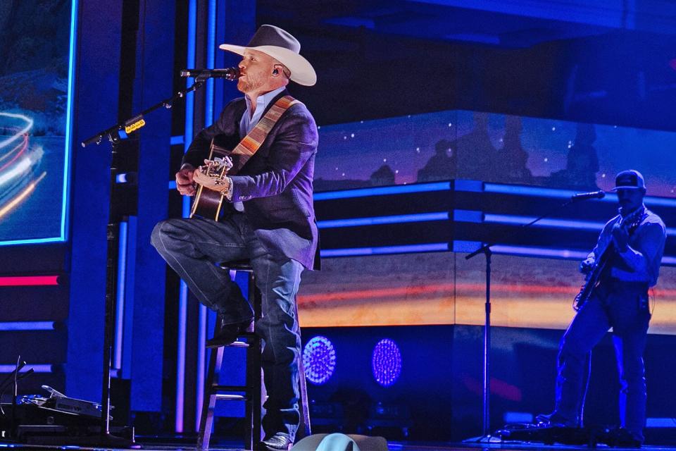 NASHVILLE, TENNESSEE - OCTOBER 12: In this photo released on October 14, 2022, Cody Johnson performs onstage during the 2022 CMT Artists of the Year at Schermerhorn Symphony Center on October 12, 2022 in Nashville, Tennessee. (Photo by Catherine Powell/Getty Images for CMT)