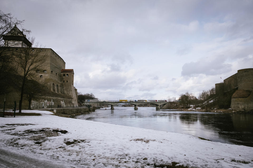 The river Narva separates Estonia from Russia. (Alessandro Rampazzo for NBC News)