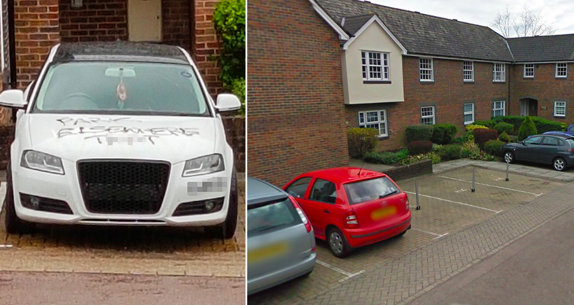 <em>The vandalised Audi was parked behind a police station (Caters)</em>