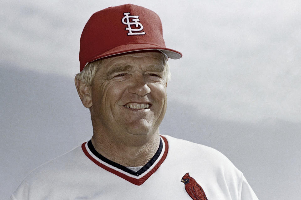 Hall of Fame manager Whitey Herzog won three National League pennants and a World Series championship with the St. Louis Cardinals.  (AP Photo/Rusty Kennedy)