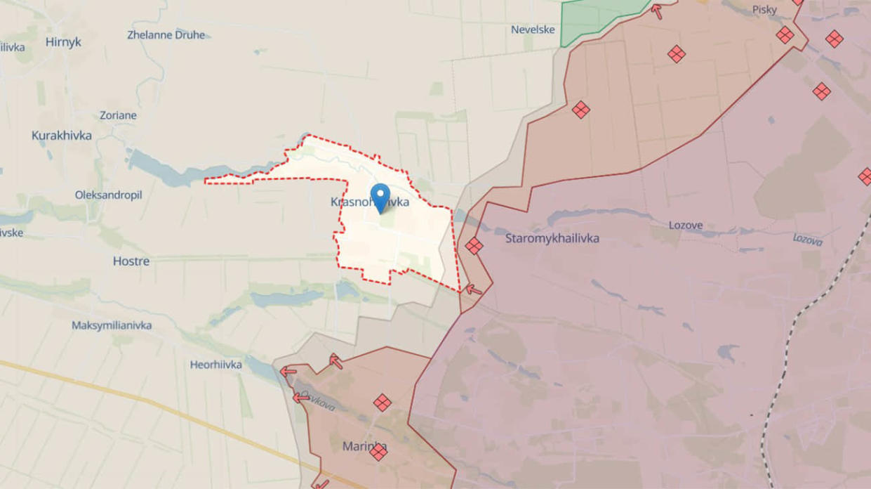 Krasnohorivka. Screenshot: Deepstatemap