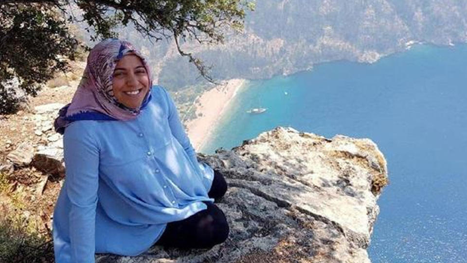 Semra Aysal poses on a cliff top in a photo.