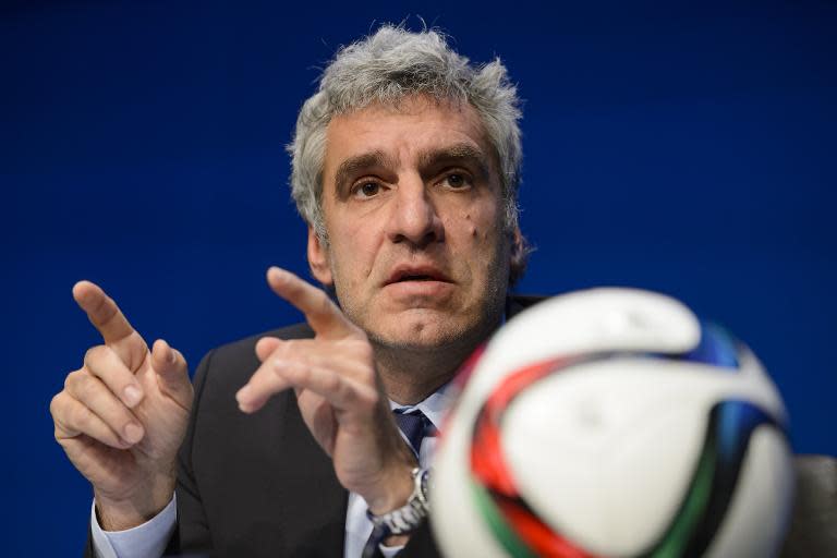 FIFA spokesman Walter De Gregorio gives a press conference at FIFA headquarters in Zurich