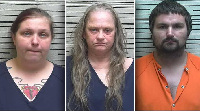 Danielle Nicole Martin, Vickie Seale Higginbotham and Joshua Daniel Martin were all arrested after a 13-year-old boy was found naked and chained up in a home in Prattville, Alabama.