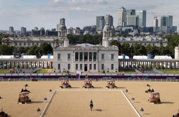 General view of Greenwich Park equestrian venue as competitors take part the Dressage event on day 2 of the London 2012 Paralympic Games at Greenwich Park on August 31, 2012 in London, England. (Photo by Chris Jackson/Getty Images)