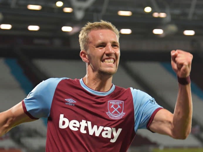 Tomas Soucek  of West Ham United celebrates (Getty)