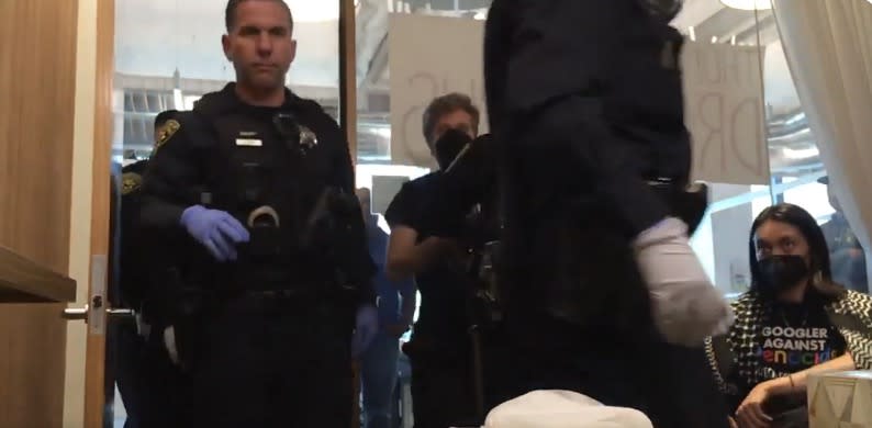 Four protesters were arrested at Google’s office in New York.