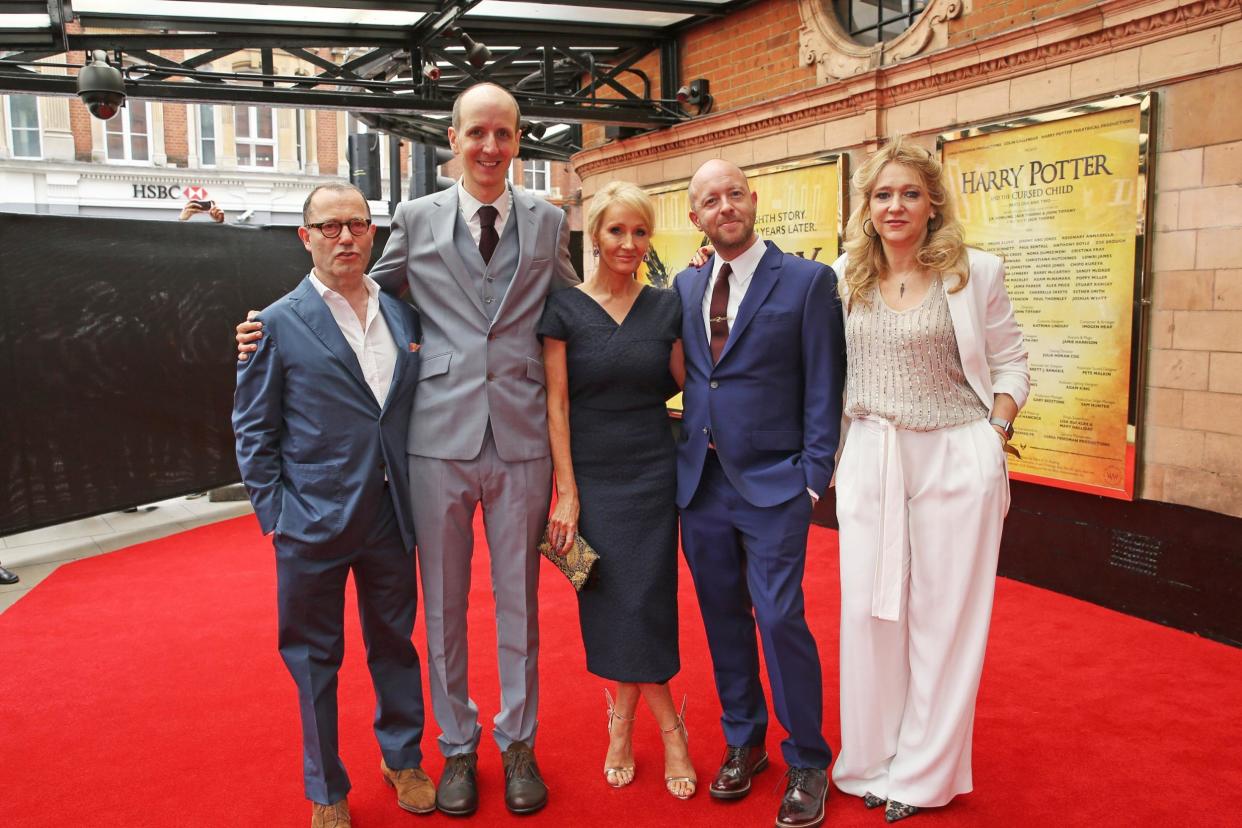 <p>Jack Thorne, J.K. Rowling, John Tiffany and Sonia Friedman at the premiere of Harry Potter and the Cursed Child</p> (David Benett/Getty Images)