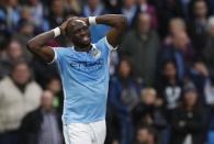 Football Soccer - Manchester City v Manchester United - Barclays Premier League - Etihad Stadium - 20/3/16 Manchester City's Eliaquim Mangala looks dejected Reuters / Phil Noble Livepic