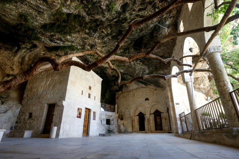 El patio del monasterio de Mar Takla, en Maaloula, Siria, 29 de junio de 2021