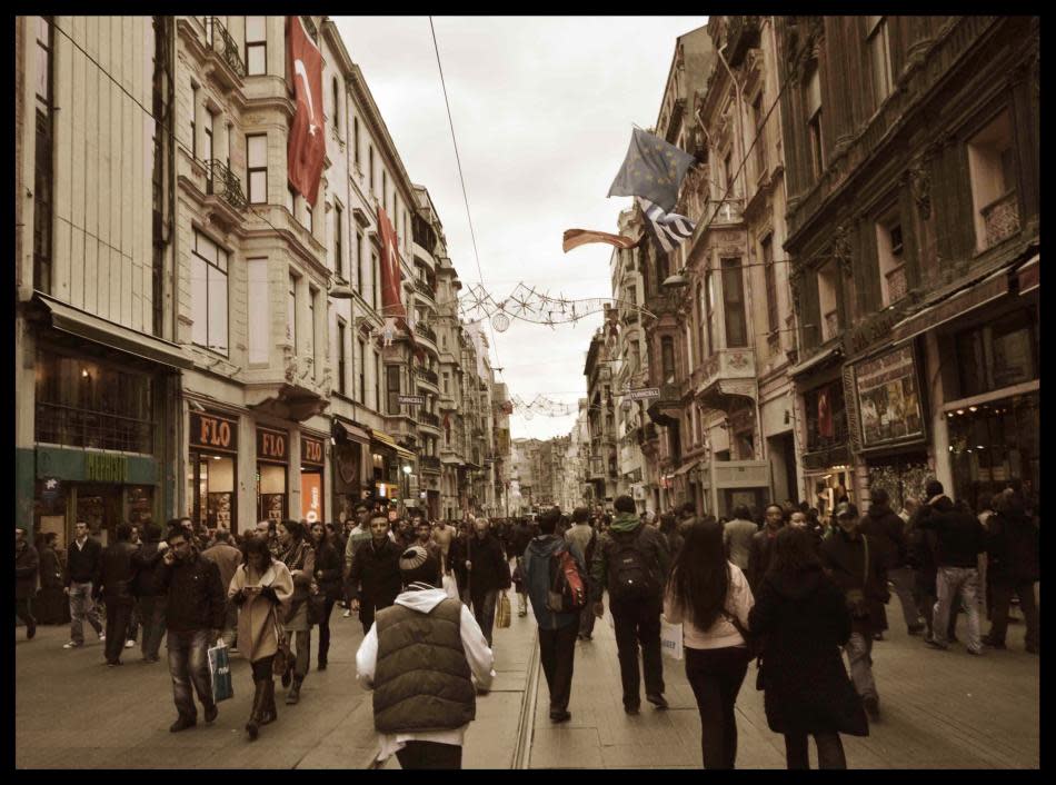 Istiklal Caddeci or Istiklal Avenue is the busiest part of the town where local people go shopping.