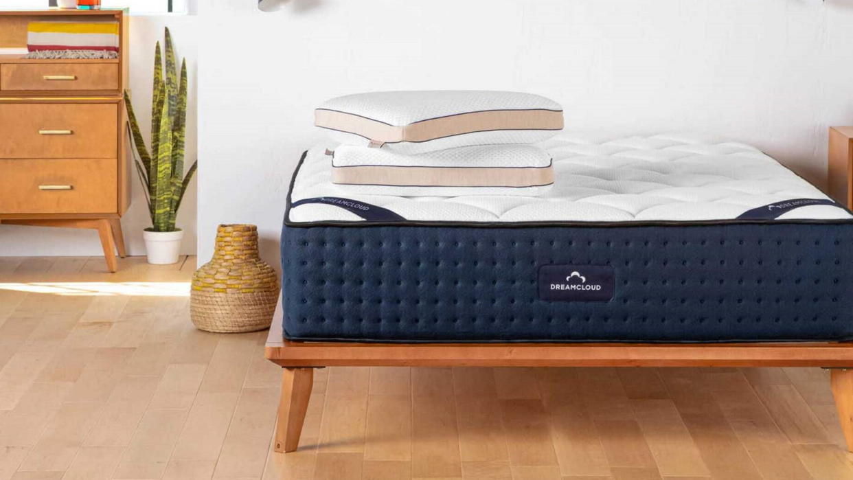DreamCloud mattress sales ahead of Black Friday: the DreamCloud Original pictured on a wooden base
