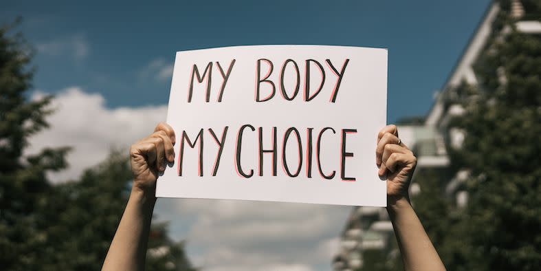a my body my choice sign