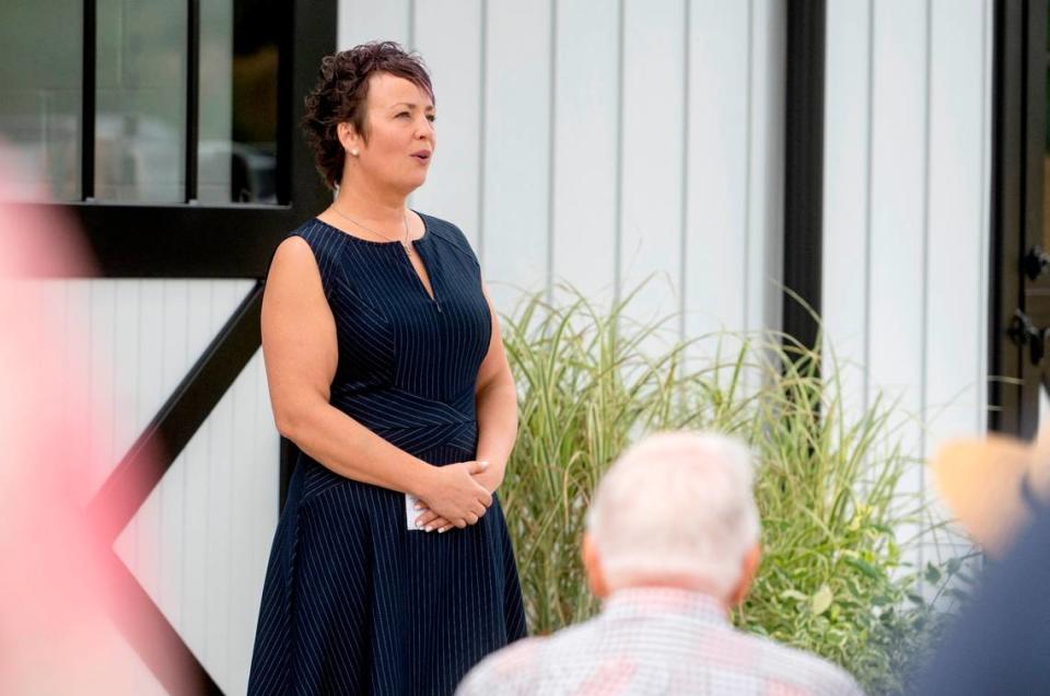 Dr. Catherine Radtke talks about the new Abington Equine Hospital on Wednesday, Aug. 10, 2022.