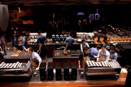 FILE PHOTO: A view of the new Starbucks Reserve Roastery during a press conference in Shanghai, China, December 5, 2017. REUTERS/Aly Song/File Photo