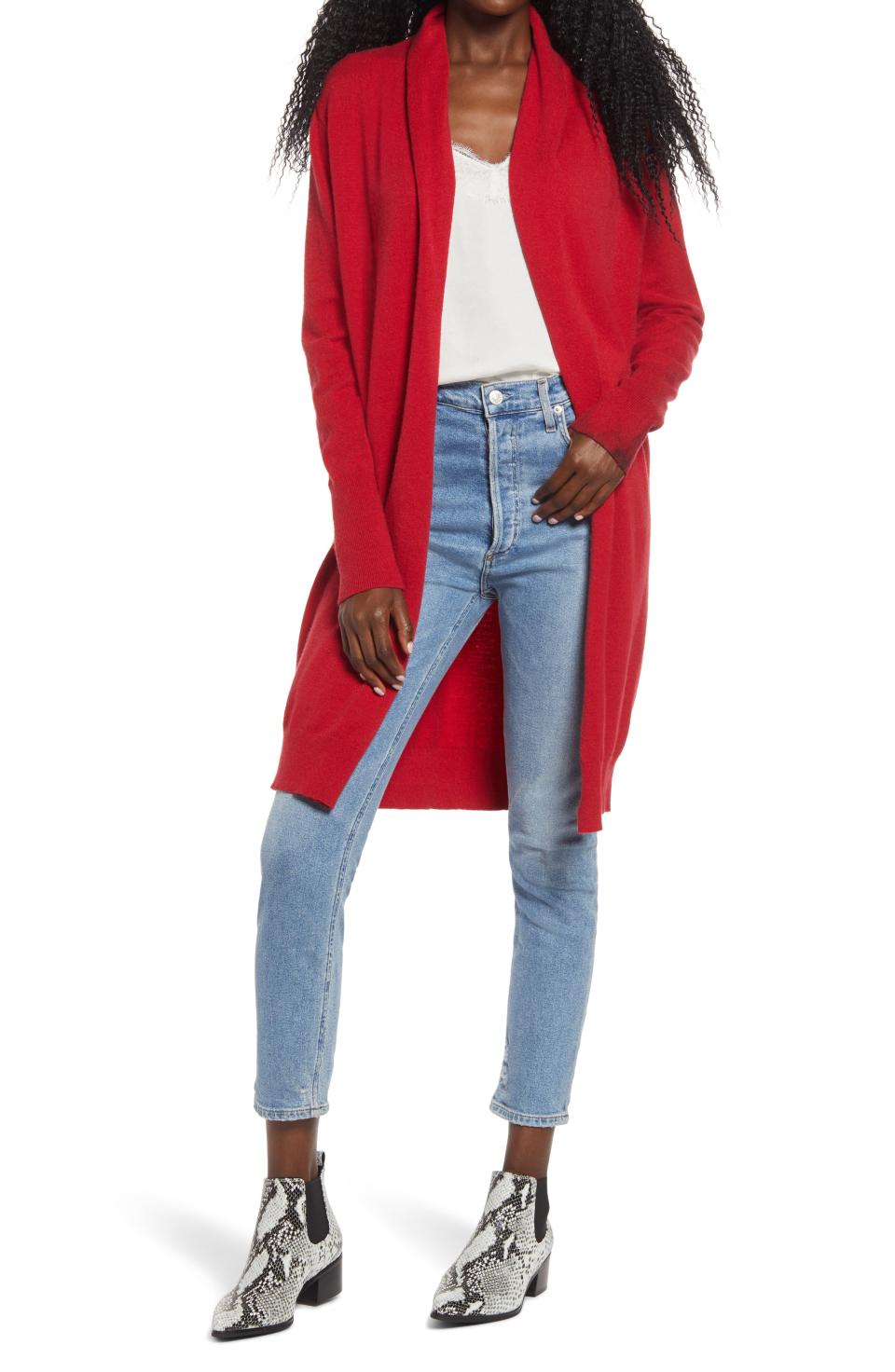 Leith Cozy Long Cardigan. Image via Nordstrom.