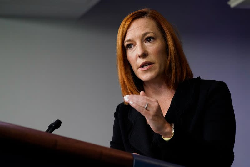 White House Press Secretary Jen Psaki holds a press briefing at the White House in Washington