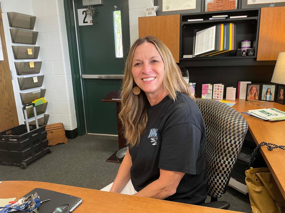 Principal Lynn Jacomen in her new office at Hardin Valley Elementary School Friday, Aug. 19, 2022.