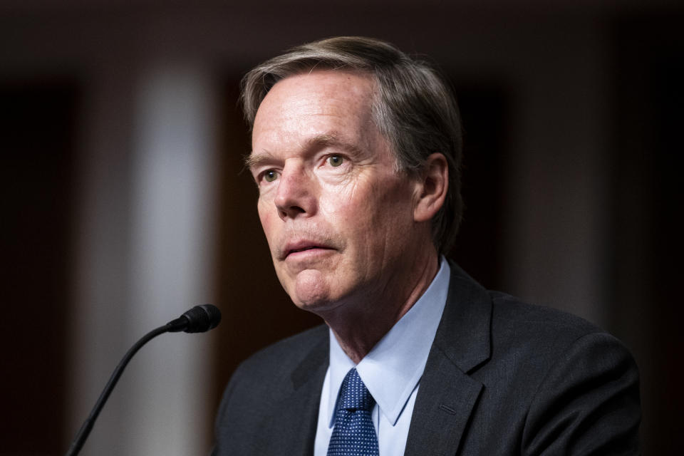 UNITED STATES - OCTOBER 20: Nicholas Burns, nominee to be ambassador to the People's Republic of China, testifies during his confirmation hearing in the Senate Foreign Relations Committee on Wednesday, Oct. 20, 2021. (Photo by Bill Clark/CQ-Roll Call, Inc via Getty Images)