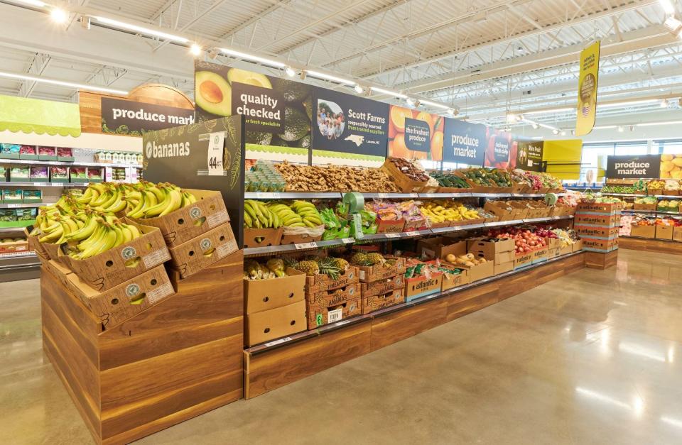 Lidl's produce department has a large selection of fruits and vegetables.