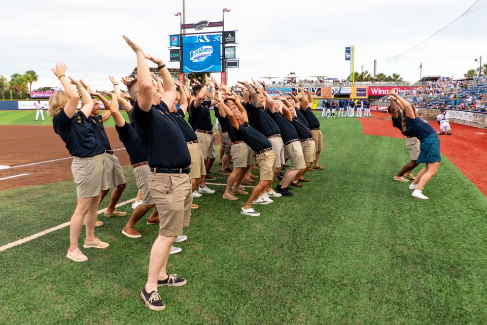 The Blue Angels visited Blue Wahoos Stadium on Friday, Aug. 26, 2022 during the Blue Wahoos' home game against the Montgomery Biscuits.