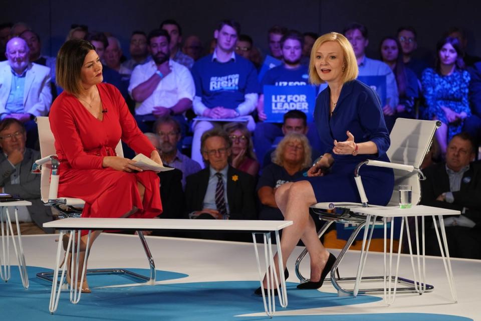 Liz Truss speaking during the Cardiff hustings (Jacob King/PA) (PA Wire)