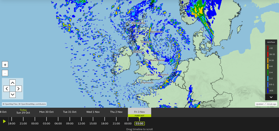 3am on Friday - when Storm Ciarán is due to exit Britain (Met Office)