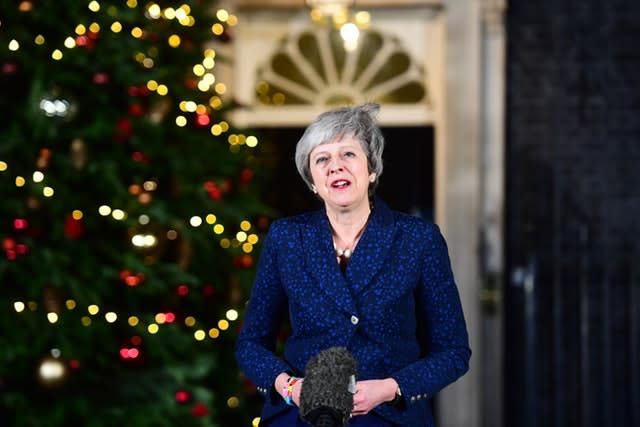 Mrs May makes a statement in 10 Downing Street after she survived the vote of no confidence (Victoria Jones/PA)