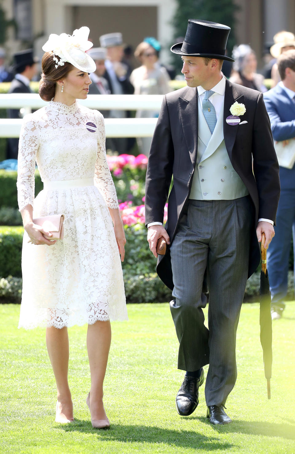 <p><strong>When:</strong> June 20, 2017 <strong>Where:</strong> Royal Ascot horse races in Ascot, England <strong>Wearing:</strong> Alexander McQueen white lace dress <strong>Get the Look:</strong> Alexander McQueen Lace Mini Dress, $5,095; <span>farfetch.com</span> Anthropologie Darling Dress, $440; <span>anthropologie.com</span> Taylor Dresses Lace Sheath Dress, $139; <span>nordstrom.com</span> Jessica Howard Lace Illusion Sheath Dress, $89; <span>macys.com</span></p>