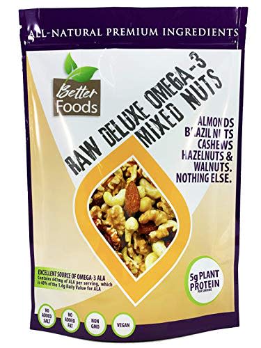 Raw Unsalted Deluxe Omega-3 Mixed Nuts on Amazon