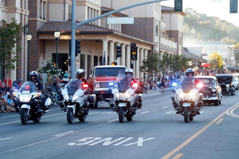 More than 500 cruisers participated in the city of Atascadero’s 29th annual Hot El Camino Cruise Nite on Friday, Aug. 19, 2022 Atascadero Police Department motorcylce officers headed the front of the cruise. Laura Dickinson/ldickinson@thetribunenews.com