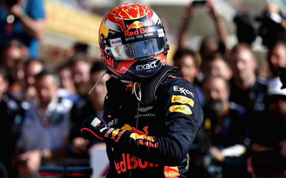 Max Verstappen was celebrating until he learnt of his penalty - Getty Images North America