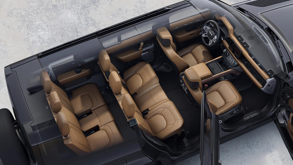 The Defender 130’s three row’s of seats - Credit: Land Rover