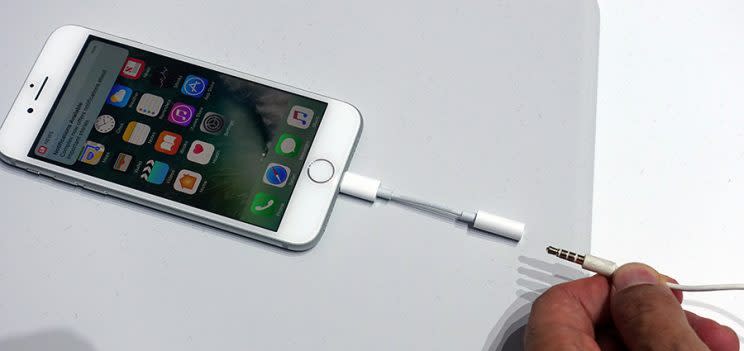 A two-inch adapter accommodates existing headphones.