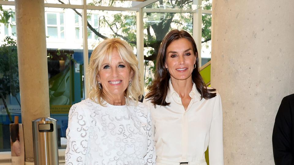 first lady jill biden and queen letizia of spain visit columbia university irving medical center