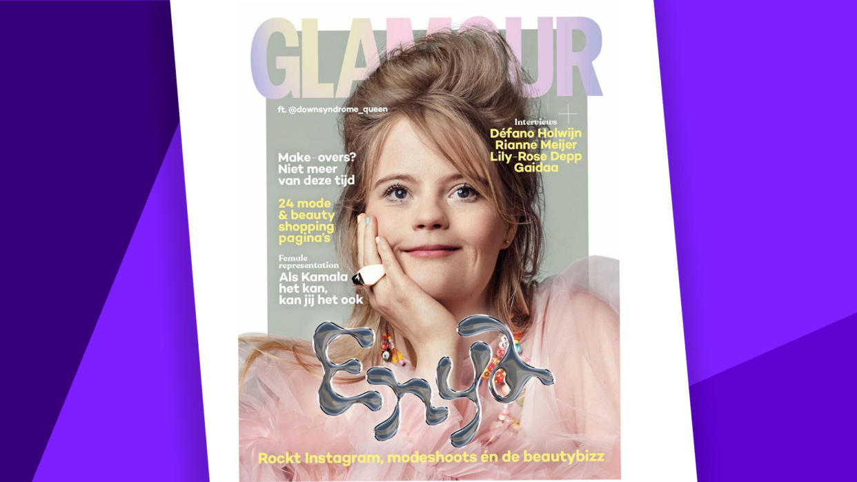 Enya, a social media influencer with Down syndrome, covers the latest issue of Glamour Netherlands. (Photo: Glamour)