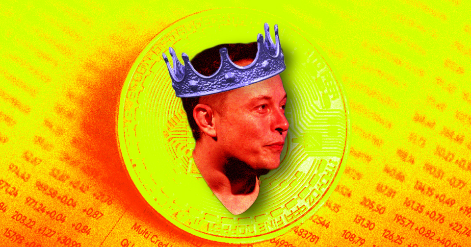 Ilustración de Elon Musk con corona