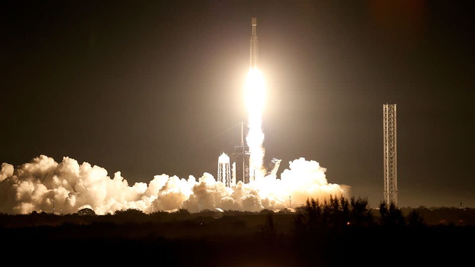 The U.S. military's X-37B spaceplane lifts off on its seventh mission to orbit Earth atop a SpaceX Falcon Heavy on Friday, Dec. 28. - Joe Skipper/Reuters