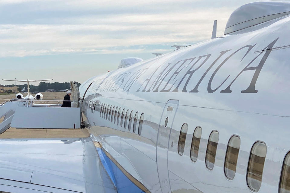 U.S. Treasury Secretary Janet Yellen boards a flight bound for Beijing, China from Joint Base Andrews, Maryland, U.S. July 5, 2023. REUTERS/Andrea Shalal