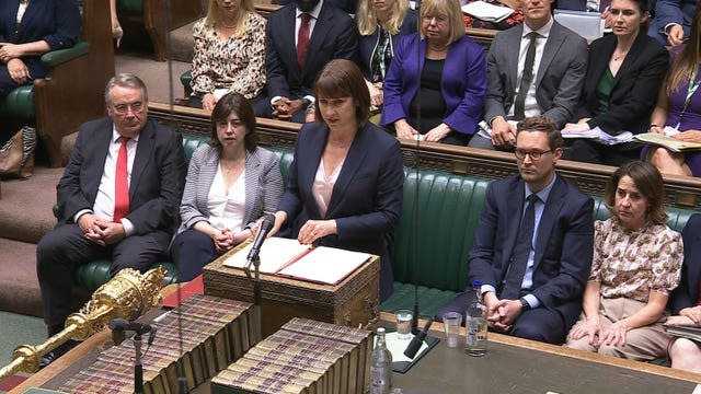 Screen grab of Chancellor of the Exchequer Rachel Reeves making a statement in the House of Commons on public finances following the audit of the spending inheritance left by the previous administration